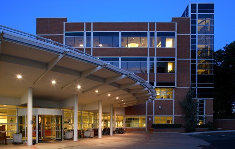 Morristown's Carol G. Simon Cancer Center exterior dusk