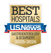US News & World Report badge for Morristown's national ranking for gastroenterology & GI surgery.