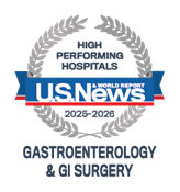 US News & World Report badge for Overlook's high performance in gastro care and GI surgery.