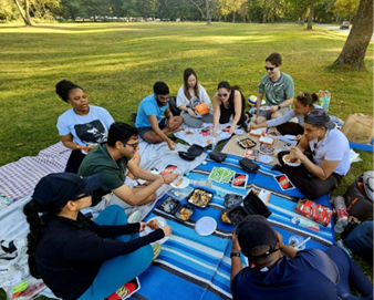 Residents at a picnic